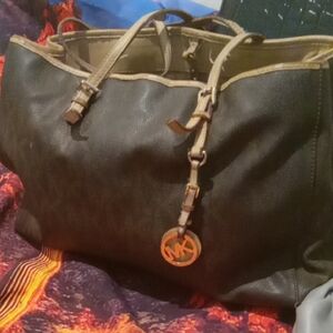 Michael Kors Dark Brown Bag with Tan Accents